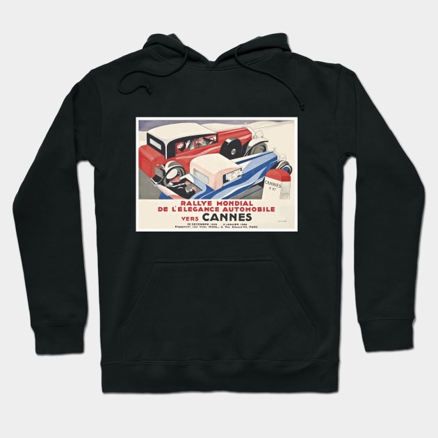 1929 World Rallye of Elegant Automobiles, Cannes France - Vintage Poster Design Hoodie by Naves